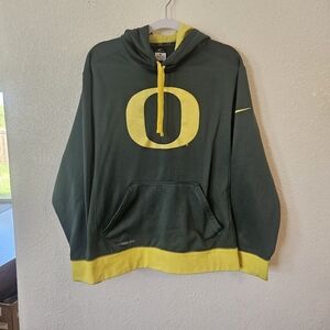 Oregon Ducks Nike Hoodie‎ Mens Therma Fit Size Medium Green Yelllow Sweatshirt